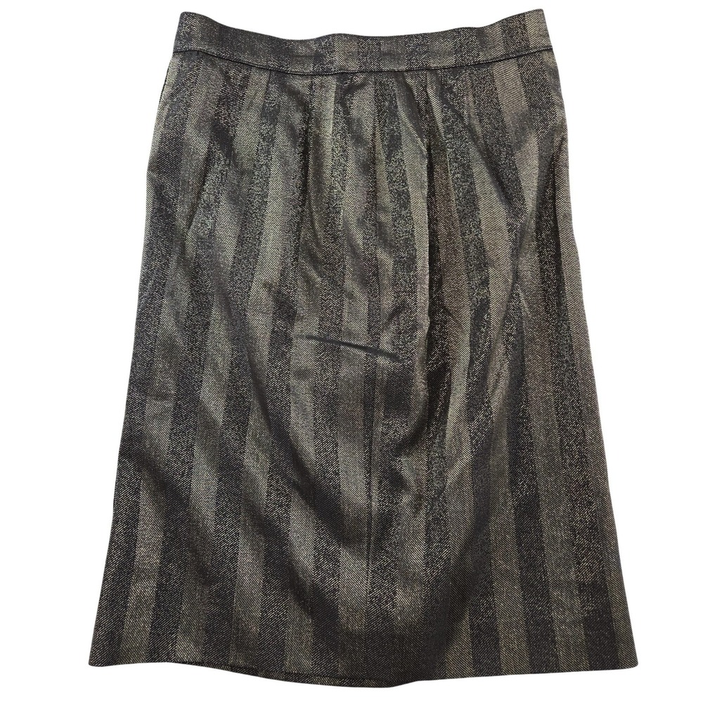 Yves Saint Laurent Skirt Womens 8 Brown Pleated Knee Length Tweed Lined